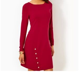 Lilly Pulitzer Maddox Straight Dress Malbec Red
/Gold logo Buttons New In Pack